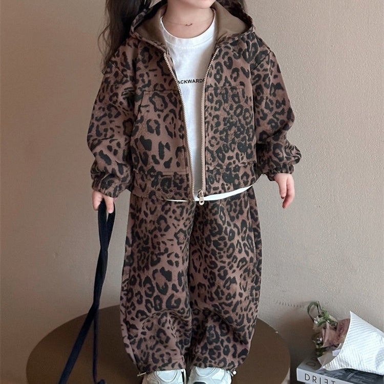 Trendy Autumn 2-Piece Girls' Pants Suit, Ages 2-9 | Color: Khaki | Image 1
