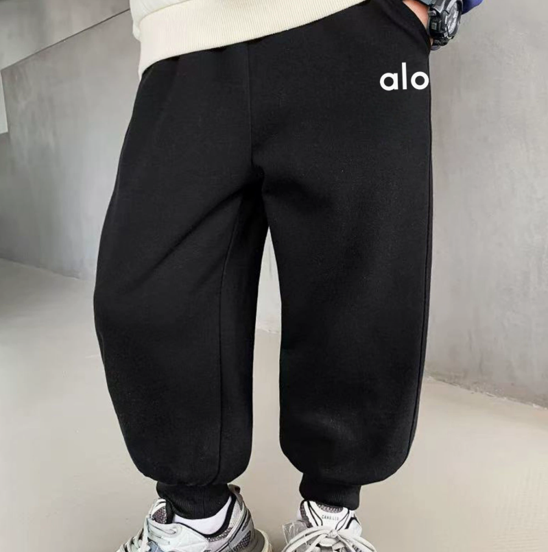 Modern Chic All-Season Minimalist Autumn Unisex Kids' Casual Pants, Ages 2-13 | Color: Black | Image 1