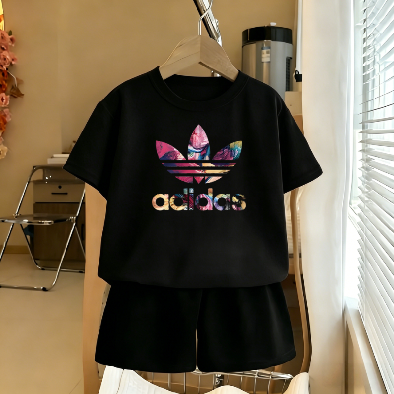 Modern Chic All-Season Casual Sporty Summer 2-Piece Unisex Kids' Pants Suit, Ages 2-9 | Color: Black | Image 1