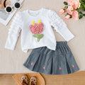Sweet & Cute Autumn 2-Piece Baby Girls' Dress Suit, Ages 0-24 Months | Color: White | Image 1