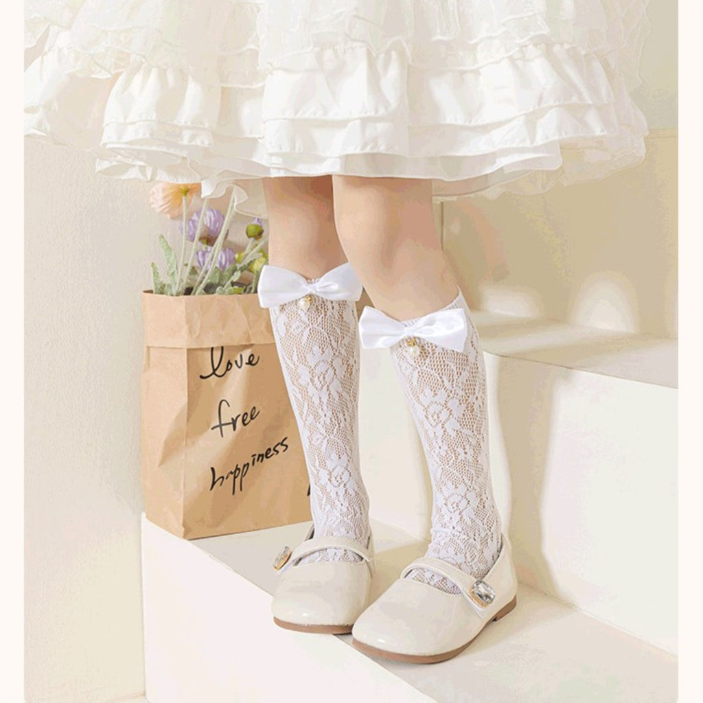 Sweet & Cute Summer Girls' Calf Socks | Color: White | Image 2