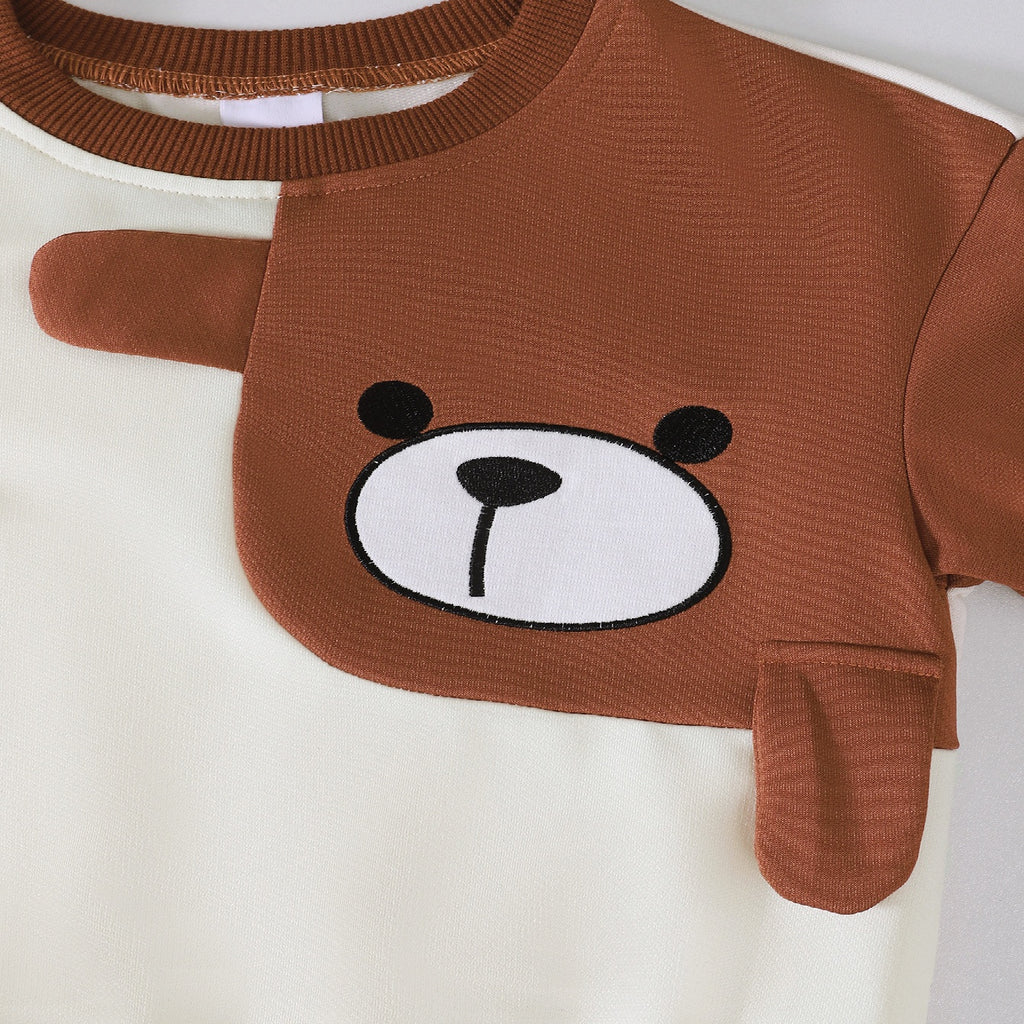 Modern Chic All-Season Casual Sporty Autumn 2-Piece Boys' Pants Suit, Ages 2-5 | Color: Coffee&Apricot | Image 2