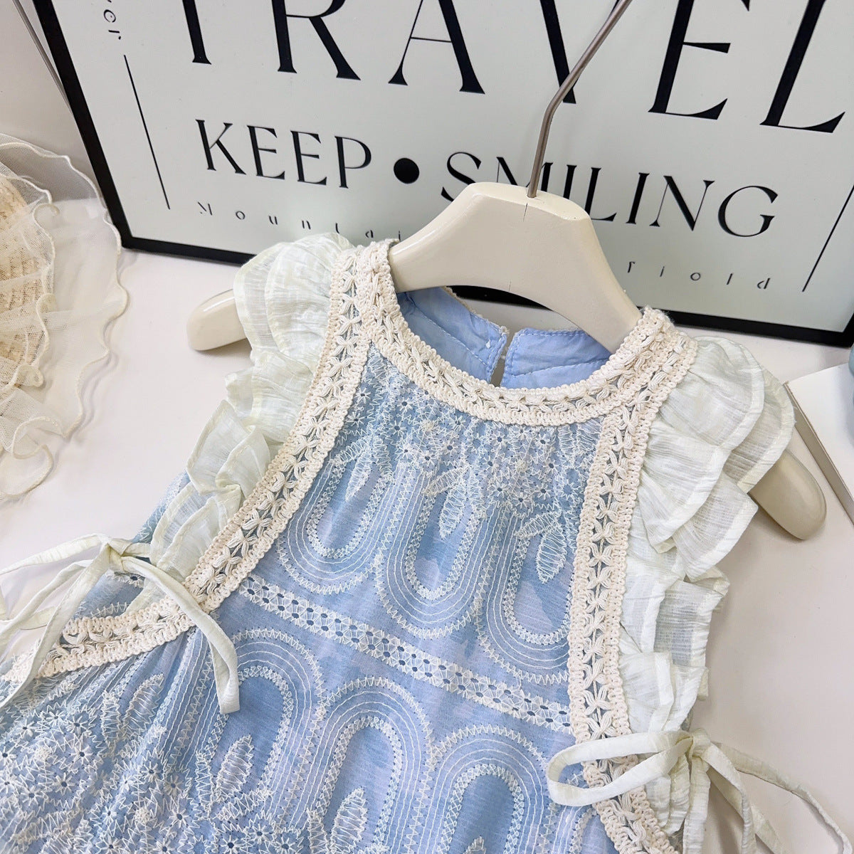 Elegant Summer Girls' A-Line Dress, Ages 2-11 | Color: Blue | Image 2
