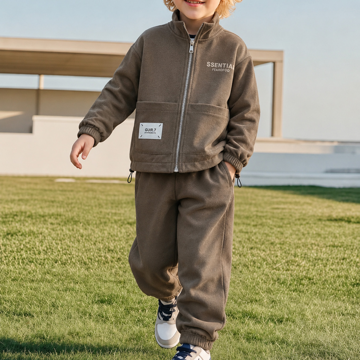 Modern Chic All-Season Trendy Autumn 2-Piece Boys' Pants Suit, Ages 2-9 | Color: Army Green | Image 1