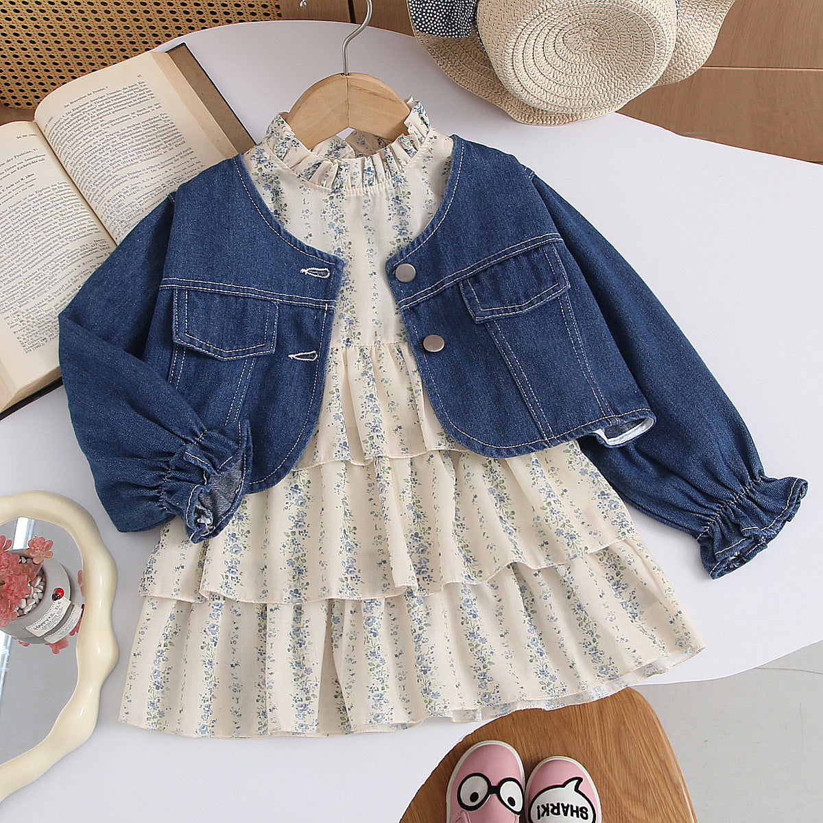 Trendy Spring 2-Piece Girls' Dress Suit, Ages 2-9 | Color: As the Picture | Image 1