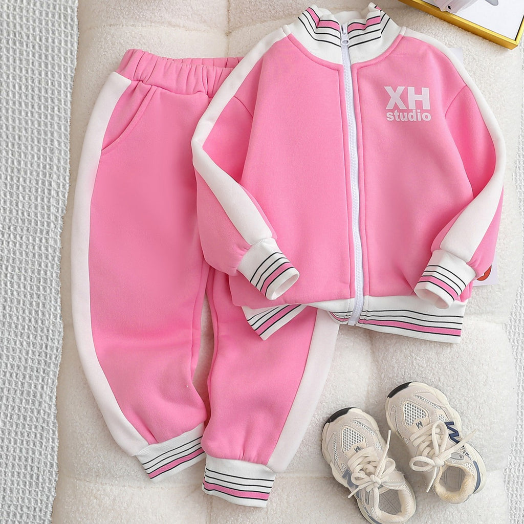 Sweet & Cute Autumn 2-Piece Girls' Pants Suit, Ages 2-9 | Color: Pink | Image 1