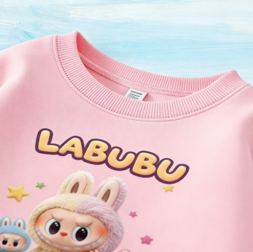 Modern Chic All-Season Minimalist Autumn Unisex Kids' Sweatshirt, Ages 2-14 | Color: Pink | Image 3