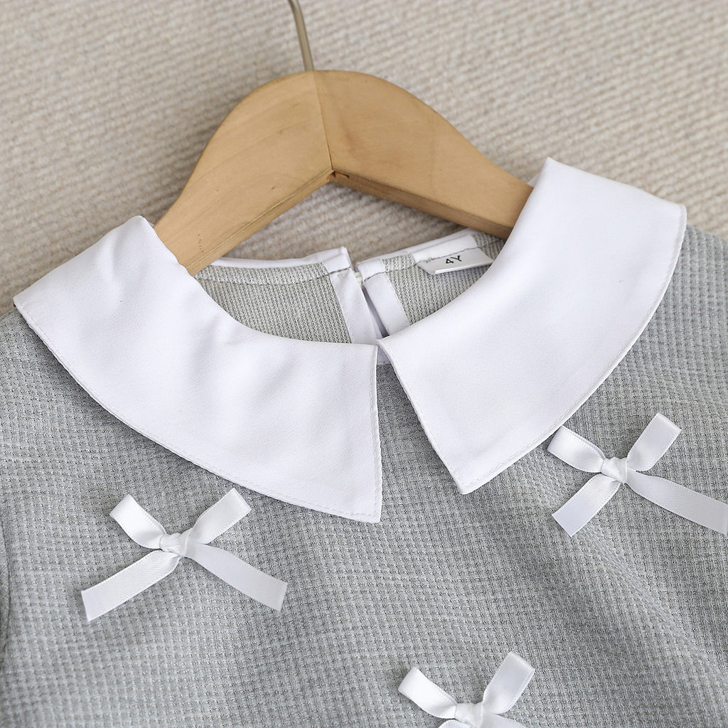 Elegant Autumn 2-Piece Girls' Dress Suit, Ages 2-9 | Color: Grey | Image 2