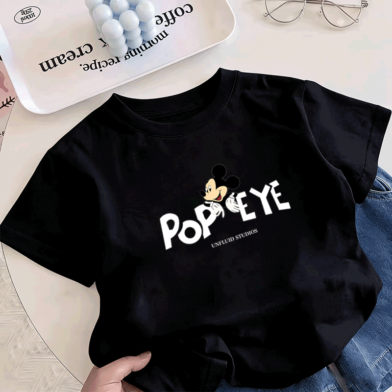 Casual Sporty Summer Unisex Kids' T-Shirt, Ages 2-7 | Color: Black | Image 1