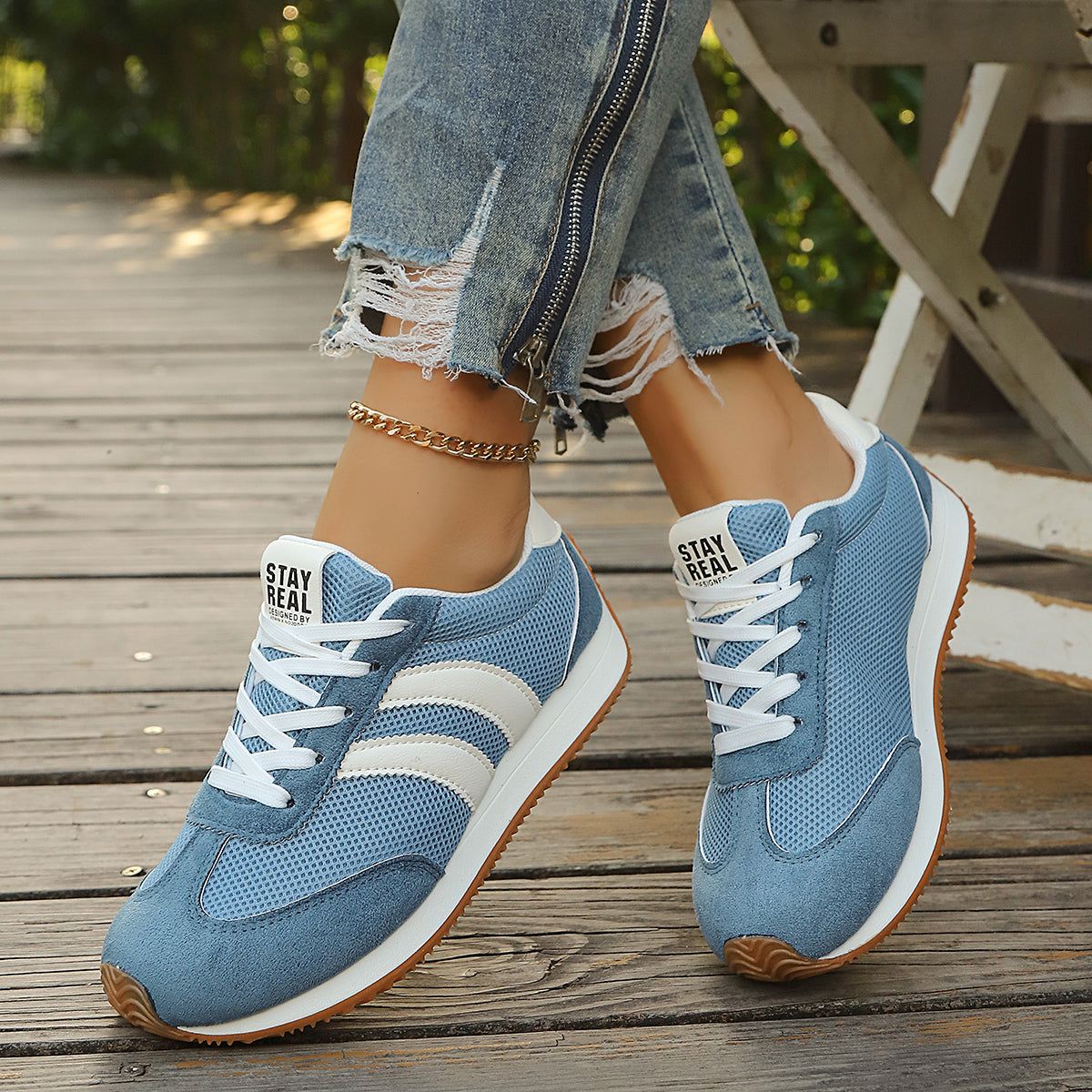 Modern Chic All-Season PU/Artificial Leather/Microfiber Leather Women's Fashion Sneaker | Color: Blue | Image 2
