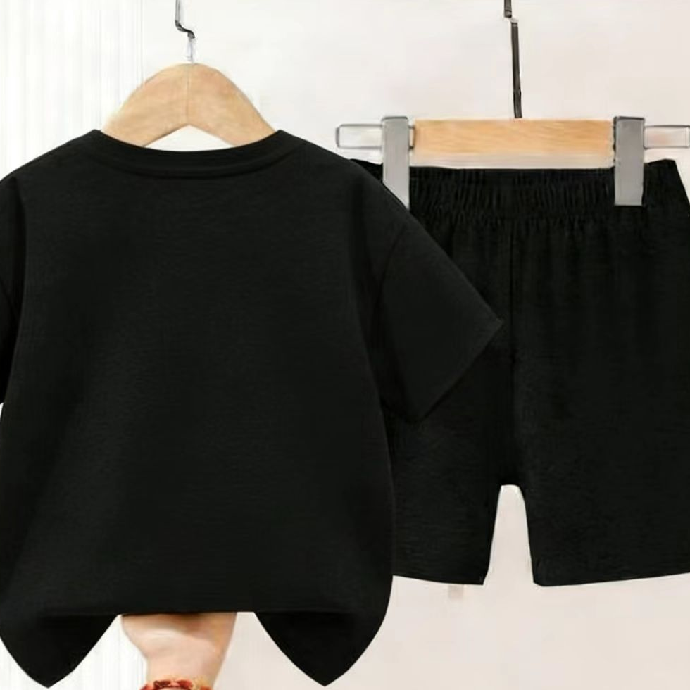 Modern Chic All-Season Casual Sporty Summer 2-Piece Boys' Pants Suit, Ages 2-11 | Color: Black | Image 3