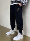 Modern Chic All-Season Minimalist Autumn Boys' Sweatpants, Ages 3-13 | Color: Black | Image 1