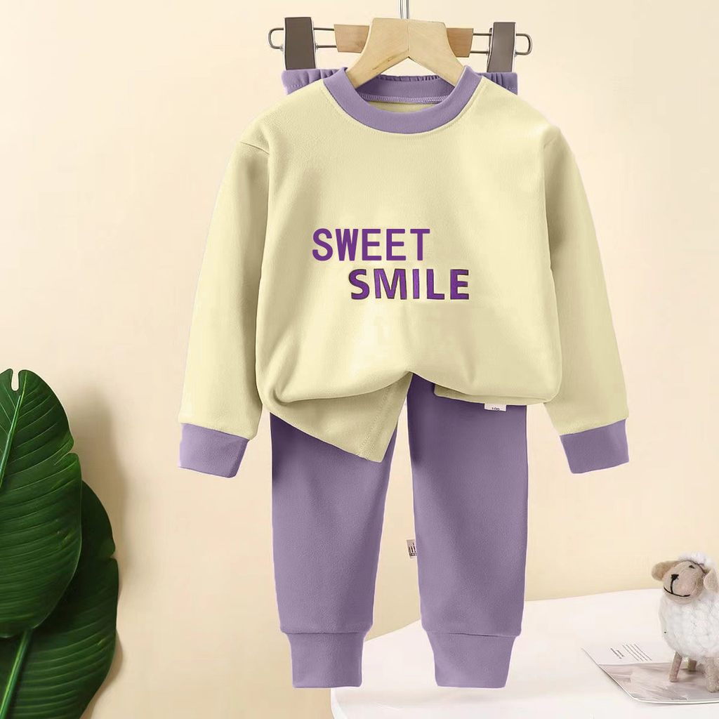 Minimalist Winter 2-Piece Unisex Kids' Pajama Set, Ages 2-9 | Color: Purple | Image 1