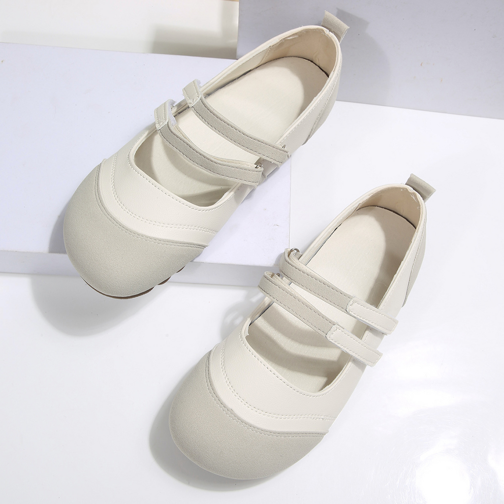 Modern Chic All-Season PU/Artificial Leather/Microfiber Leather Women's Flat Shoes | Color: Beige | Image 3