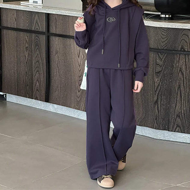 Minimalist Autumn 2-Piece Girls' Pants Suit, Ages 6-14 | Color: Purple | Image 1