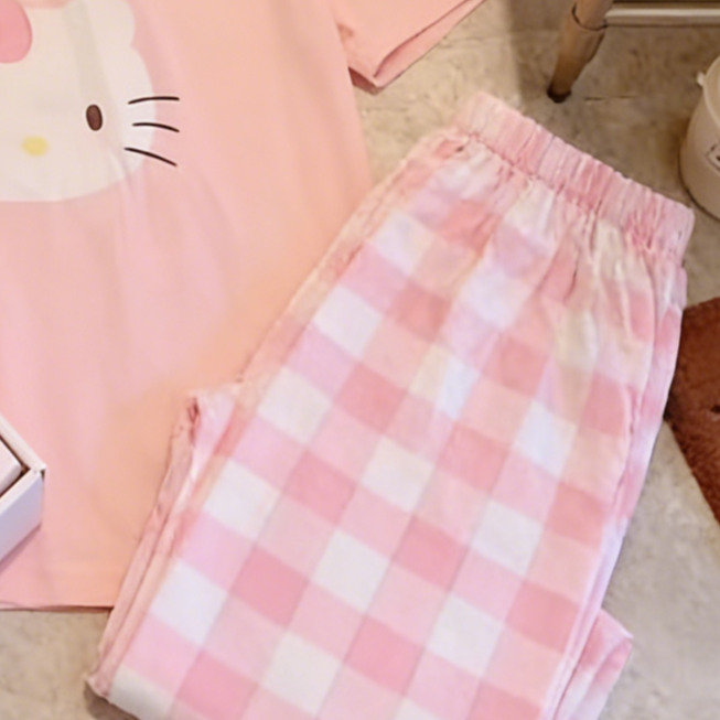 Modern Chic All-Season Sweet Feminine Summer 2 Pcs Women 's Short  Sleeve Sleep Set | Color: Style 4 | Image 2