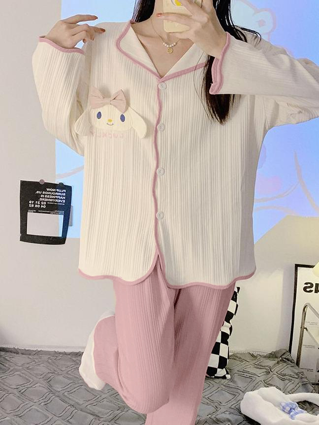Modern Chic Sweet Feminine All-Season 2 Pcs Women 's Long Sleeve Sleep Set | Color: Style 1 | Image 3