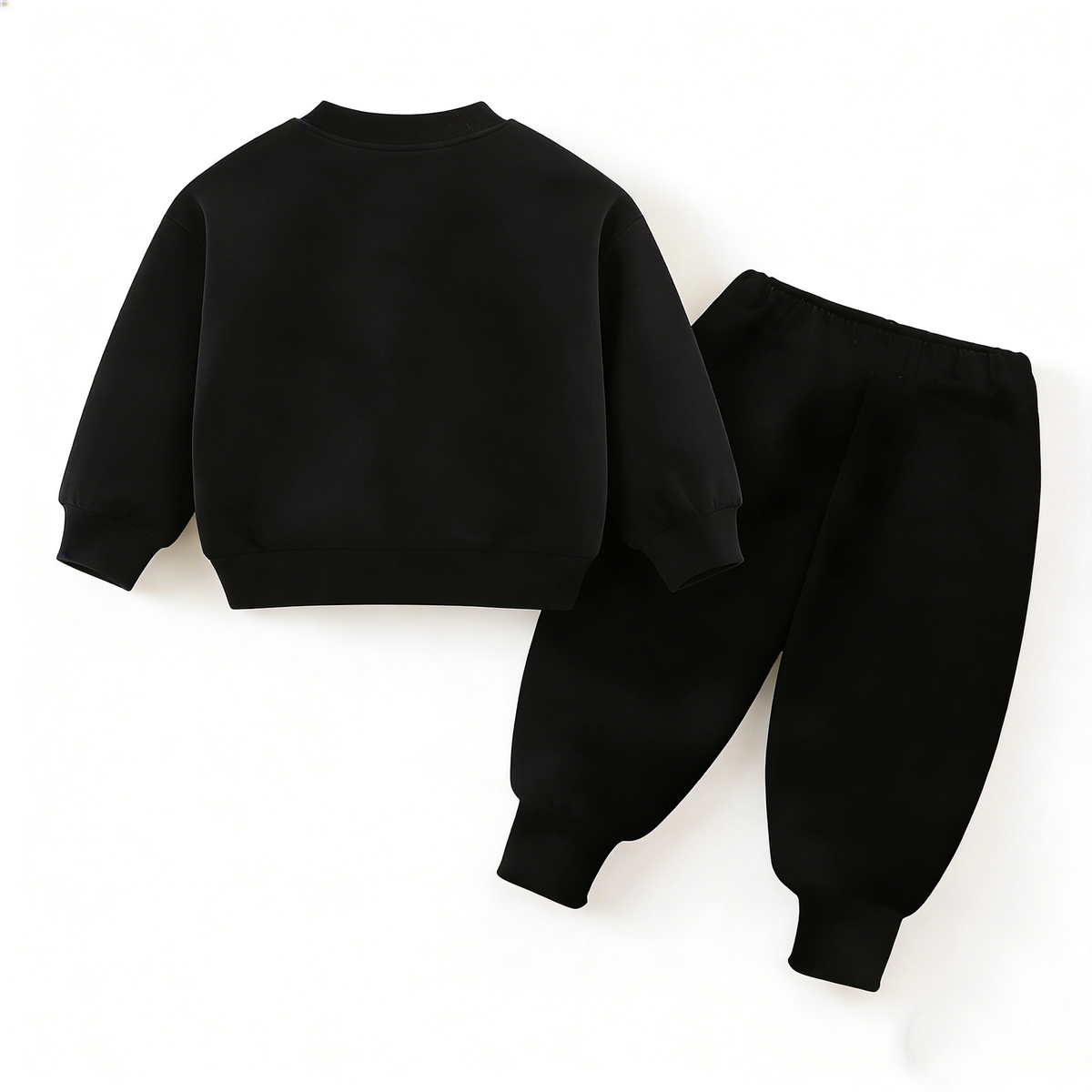 Minimalist Autumn 2-Piece Unisex Kids' Pants Suit, Ages 2-9 | Color: Black | Image 2