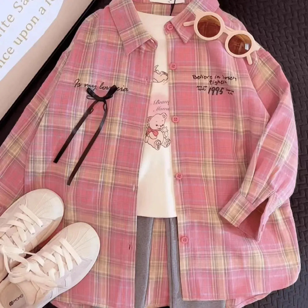 Casual Sporty Autumn Girls' Shirt, Ages 8-14 | Color: As the Picture | Image 1