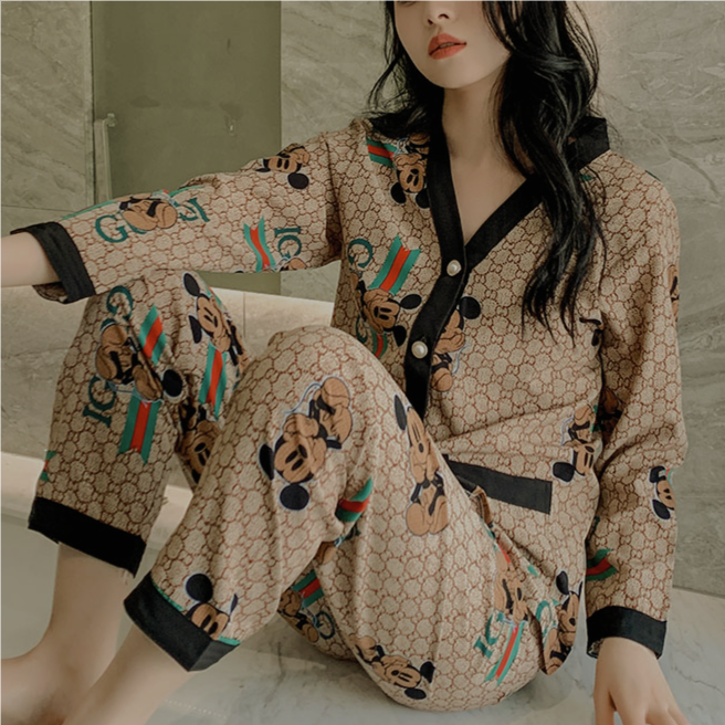Modern Chic Elegant All-Season 2 Pcs Women 's Long Sleeve Sleep Set | Color: Style 1 | Image 3