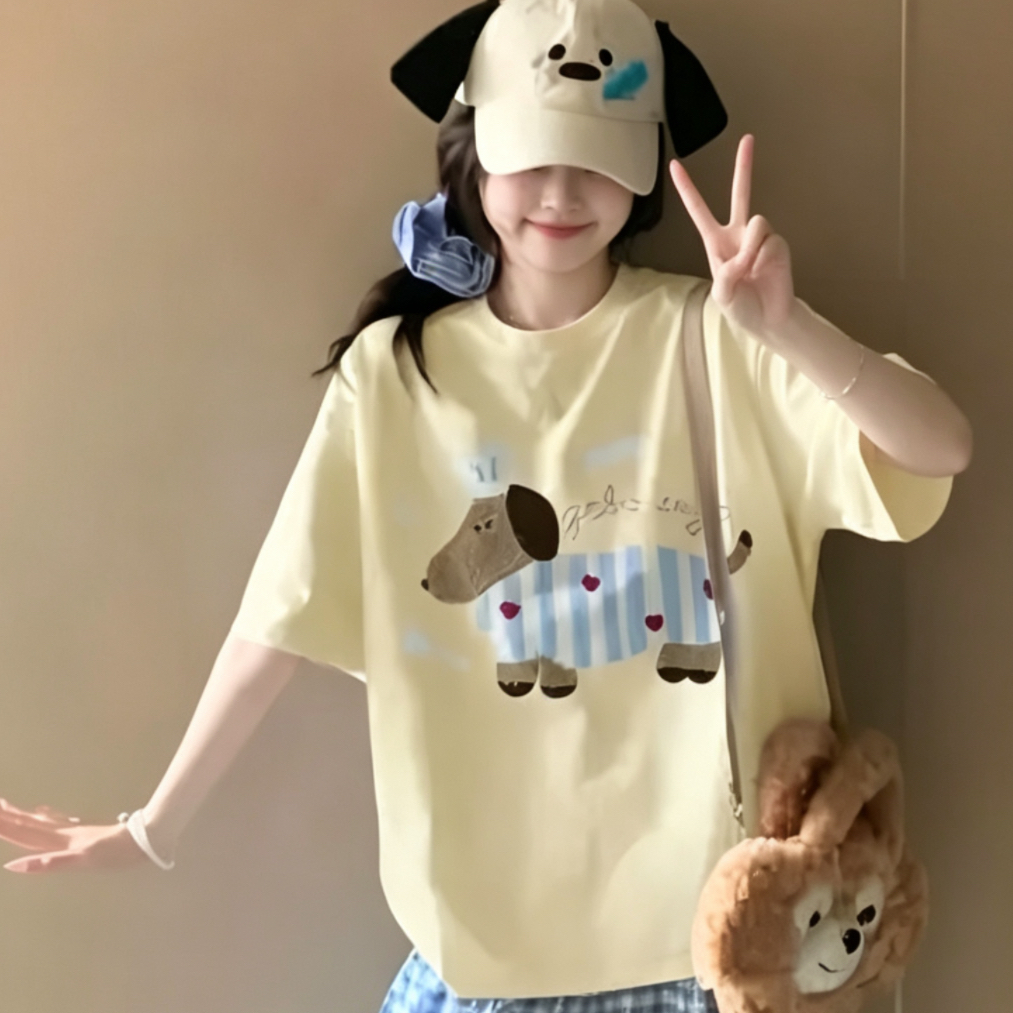 Sweet Feminine Summer 2 Pcs Women 's Short  Sleeve Sleep Set | Color: Style 1 | Image 2