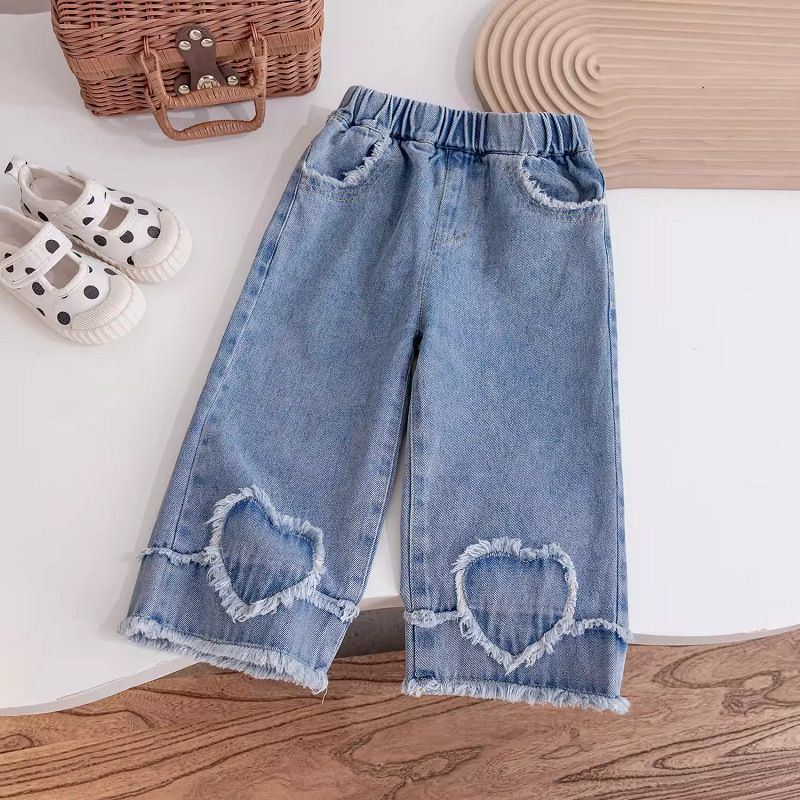 Trendy Autumn Girls' Straight Pants, Ages 2-9 | Color: Blue | Image 1