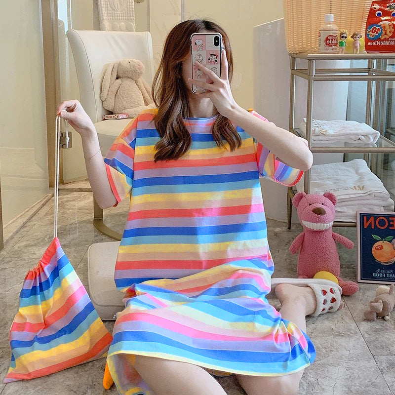 Sweet & Cute Summer Women 's Short  Sleeve Sleep Dress | Color: Style 4 | Image 1