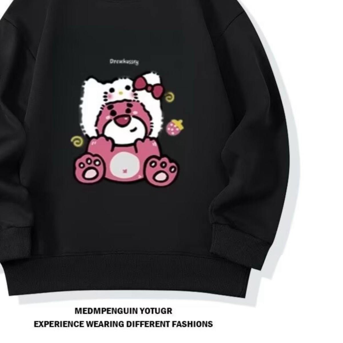 Modern Chic All-Season Minimalist Autumn Unisex Kids' Sweatshirt, Ages 2-14 | Color: Black | Image 2
