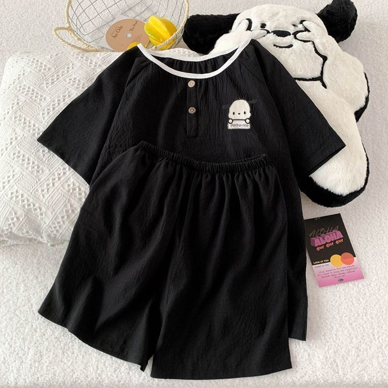 Modern Chic All-Season Minimalist Summer 1 Pair Women 's Short  Sleeve Sleep Set | Color: Style 1 | Image 2