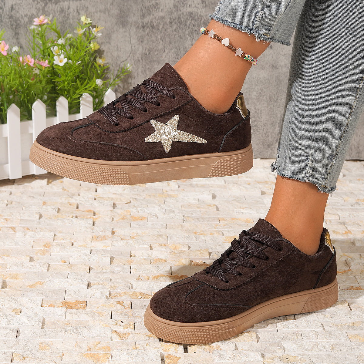 Modern Chic All-Season PU/Artificial Leather/Microfiber Leather Women's Skate Shoes | Color: Brown | Image 2