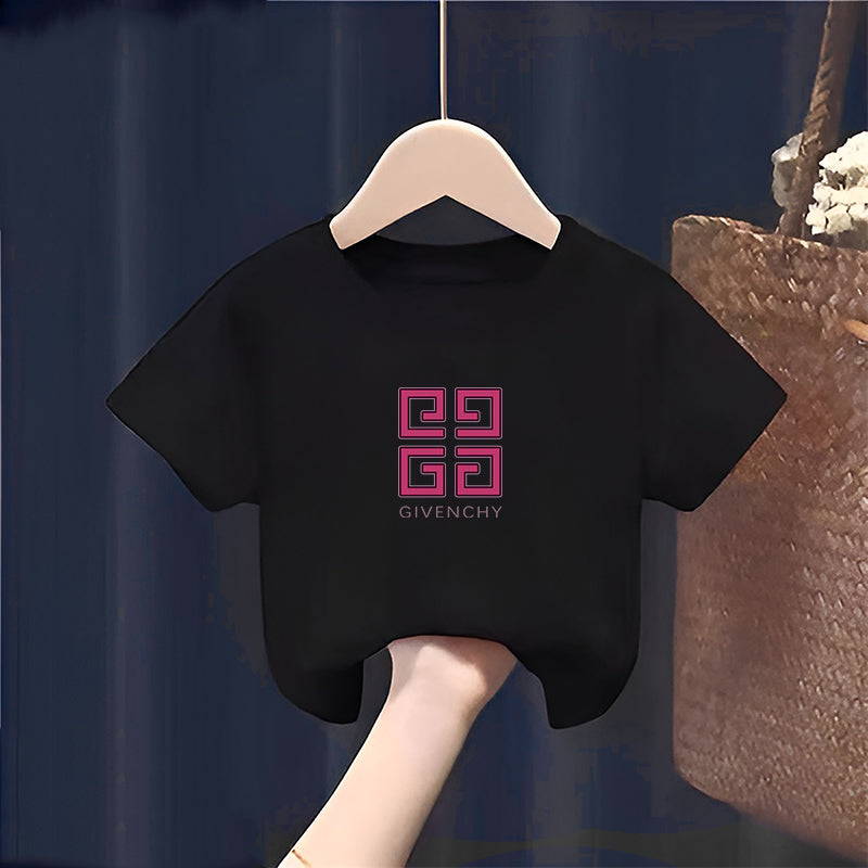Modern Chic All-Season Minimalist Summer Unisex Kids' T-Shirt, Ages 2-7 | Color: Black | Image 1