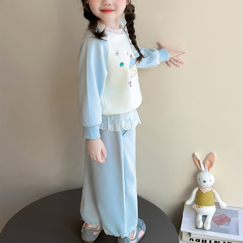Sweet & Cute Autumn 2-Piece Girls' Pants Suit, Ages 2-9 | Color: Blue | Image 2