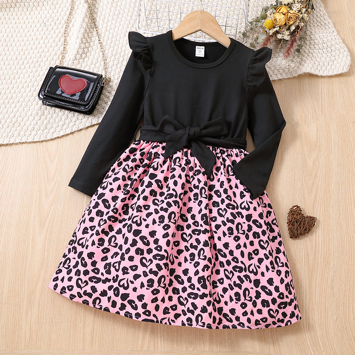 Elegant Autumn Girls' A-Line Dress, Ages 2-7 | Color: Pink | Image 1