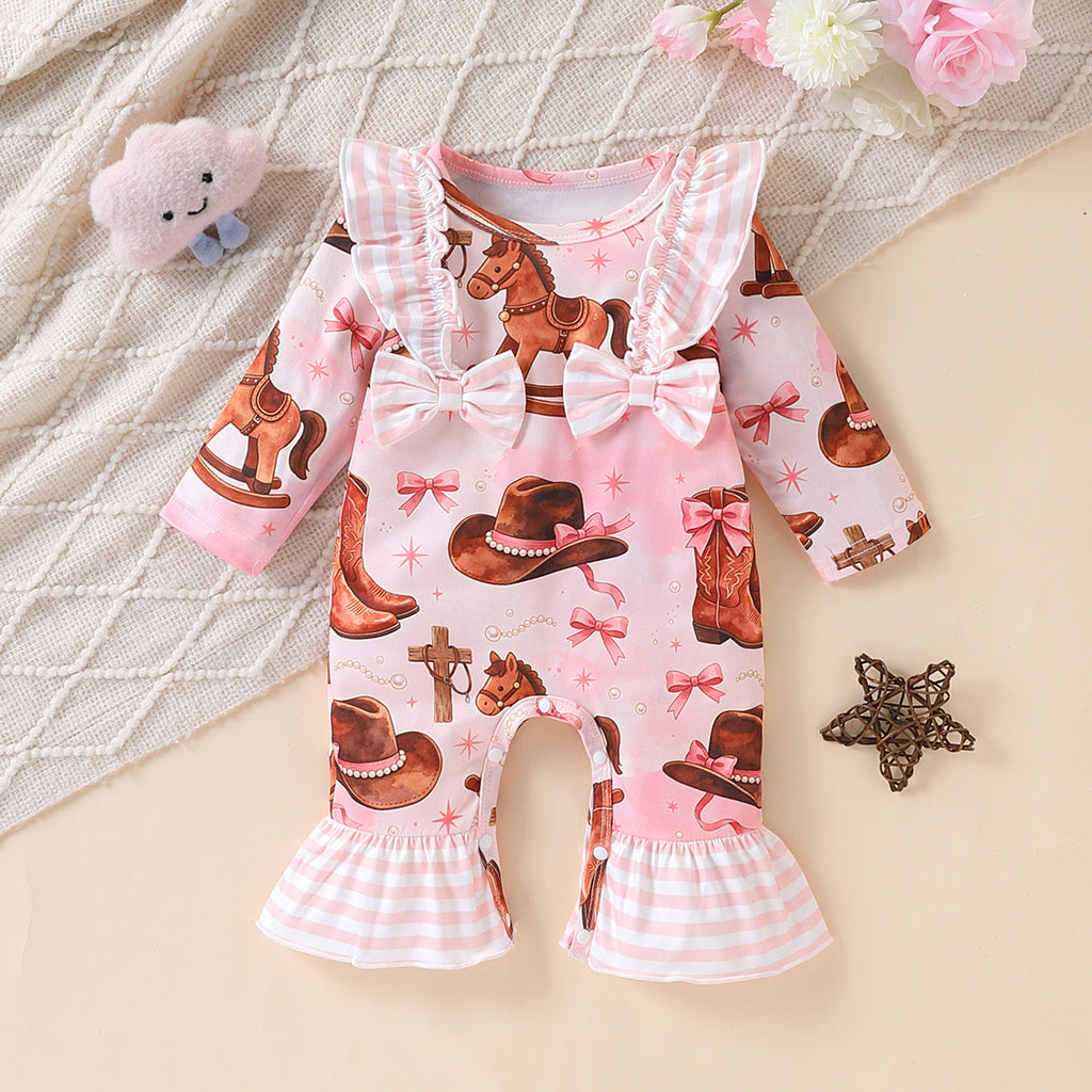 Sweet & Cute Autumn Baby Girls' Jumpsuit, Ages 0-6 Months | Color: Light Pink | Image 1