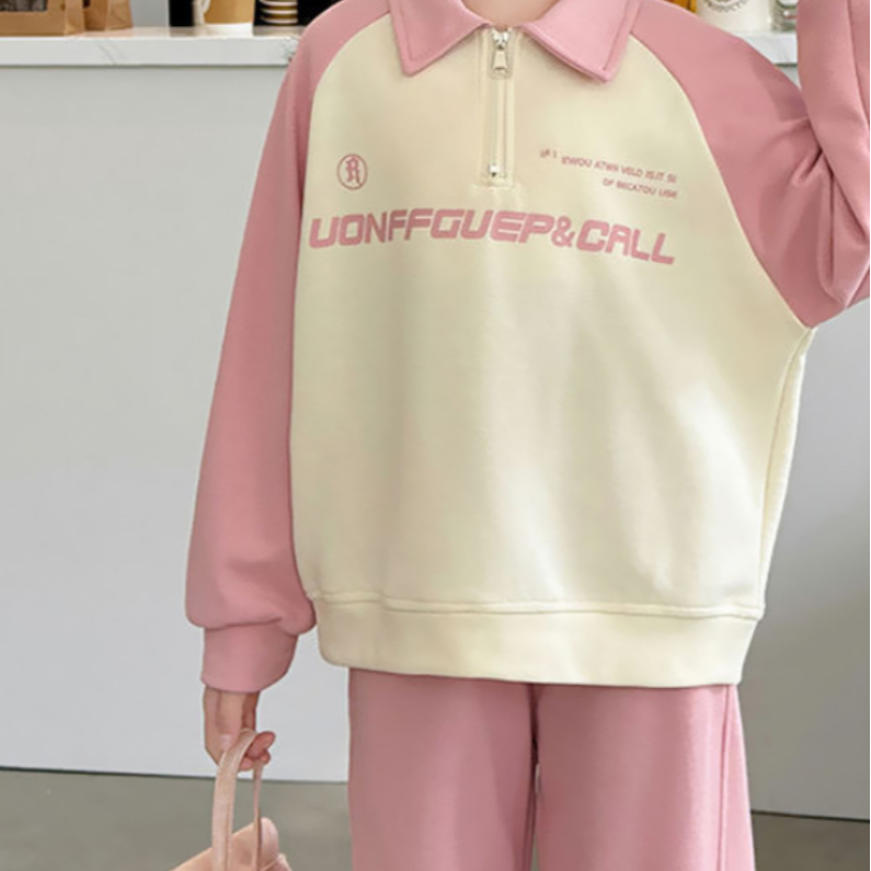 Casual Sporty Autumn 2-Piece Girls' Pants Suit, Ages 4-14 | Color: Pink | Image 2