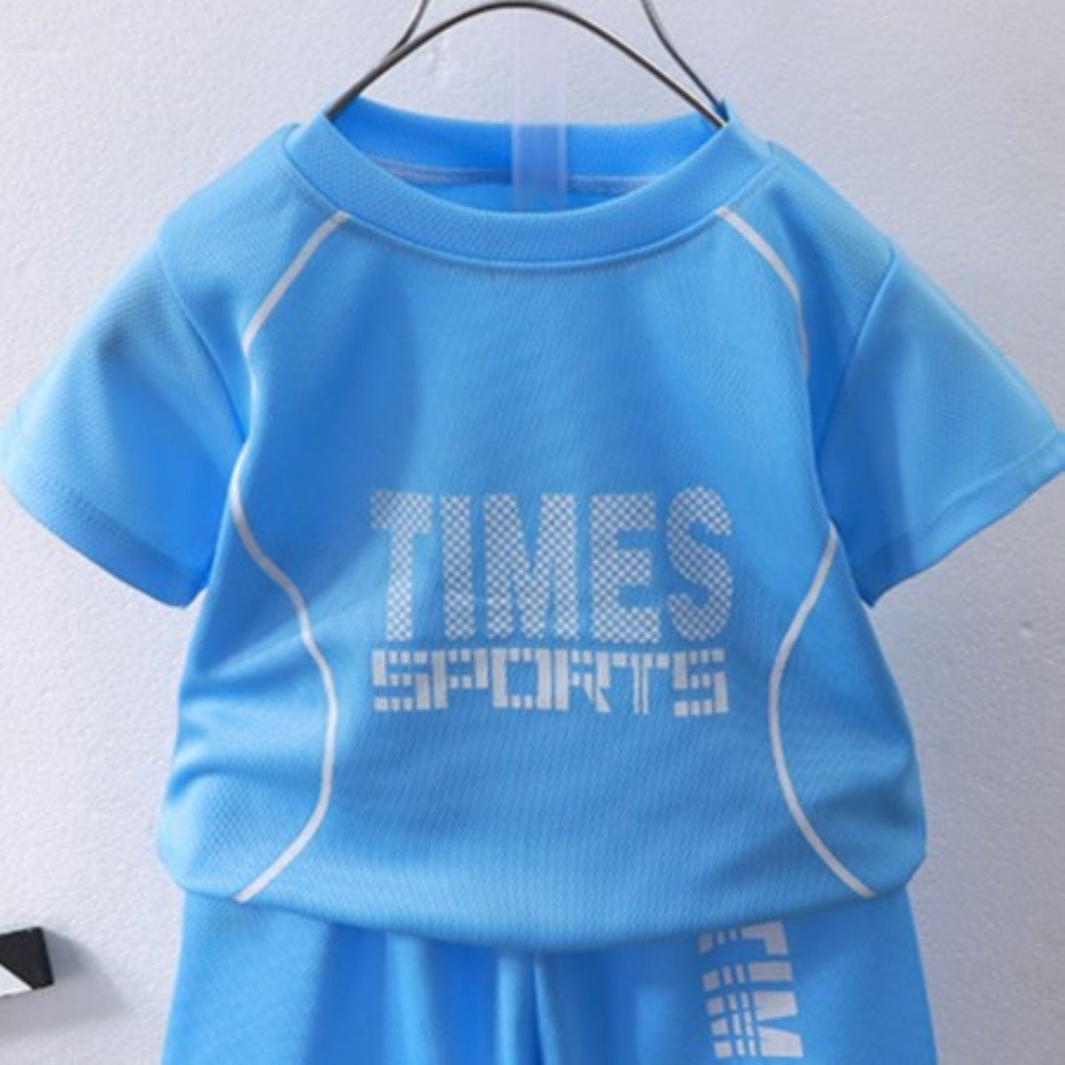 Minimalist Summer 2-Piece Unisex Kids' Pants Suit, Ages 3-13 | Color: Blue | Image 3