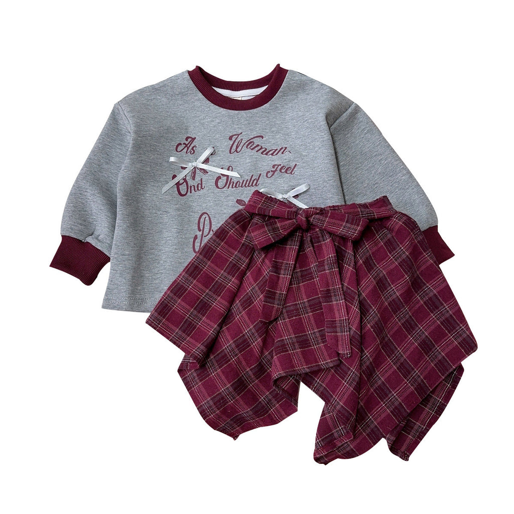 Trendy Autumn 2-Piece Girls' Dress Suit, Ages 2-9 | Color: As the Picture | Image 2
