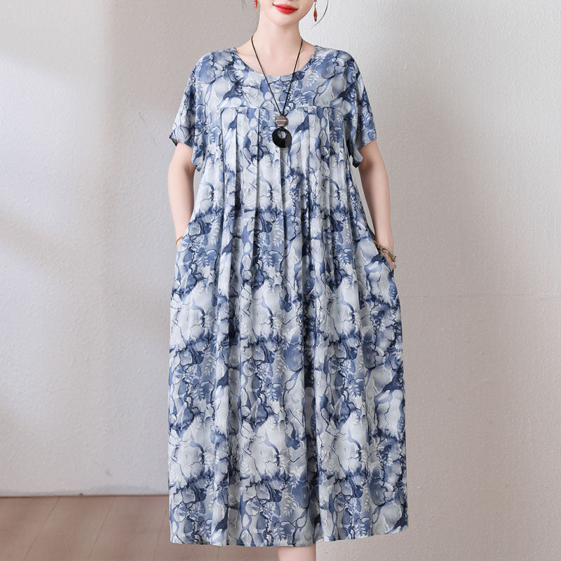 Casual Sporty Summer A-Line Dress | Color: Blue&Grey | Image 1