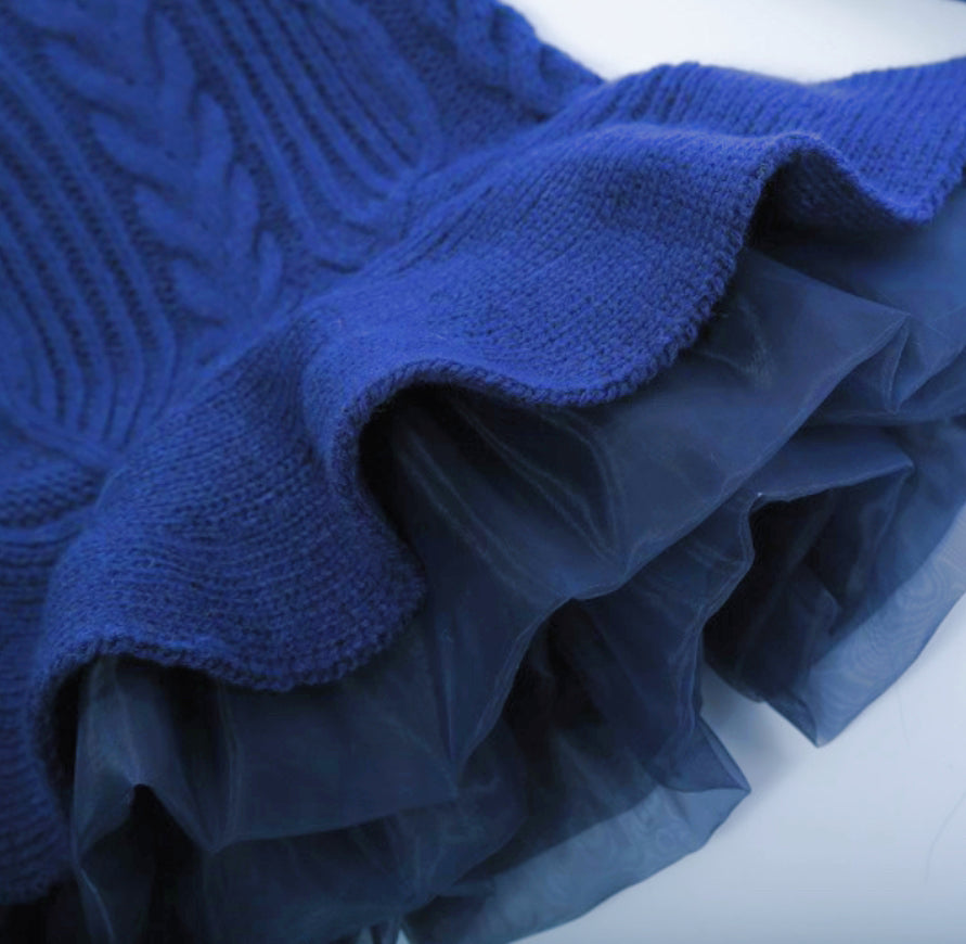 Elegant Winter Girls' Sweater, Ages 2-9 | Color: Navy | Image 2