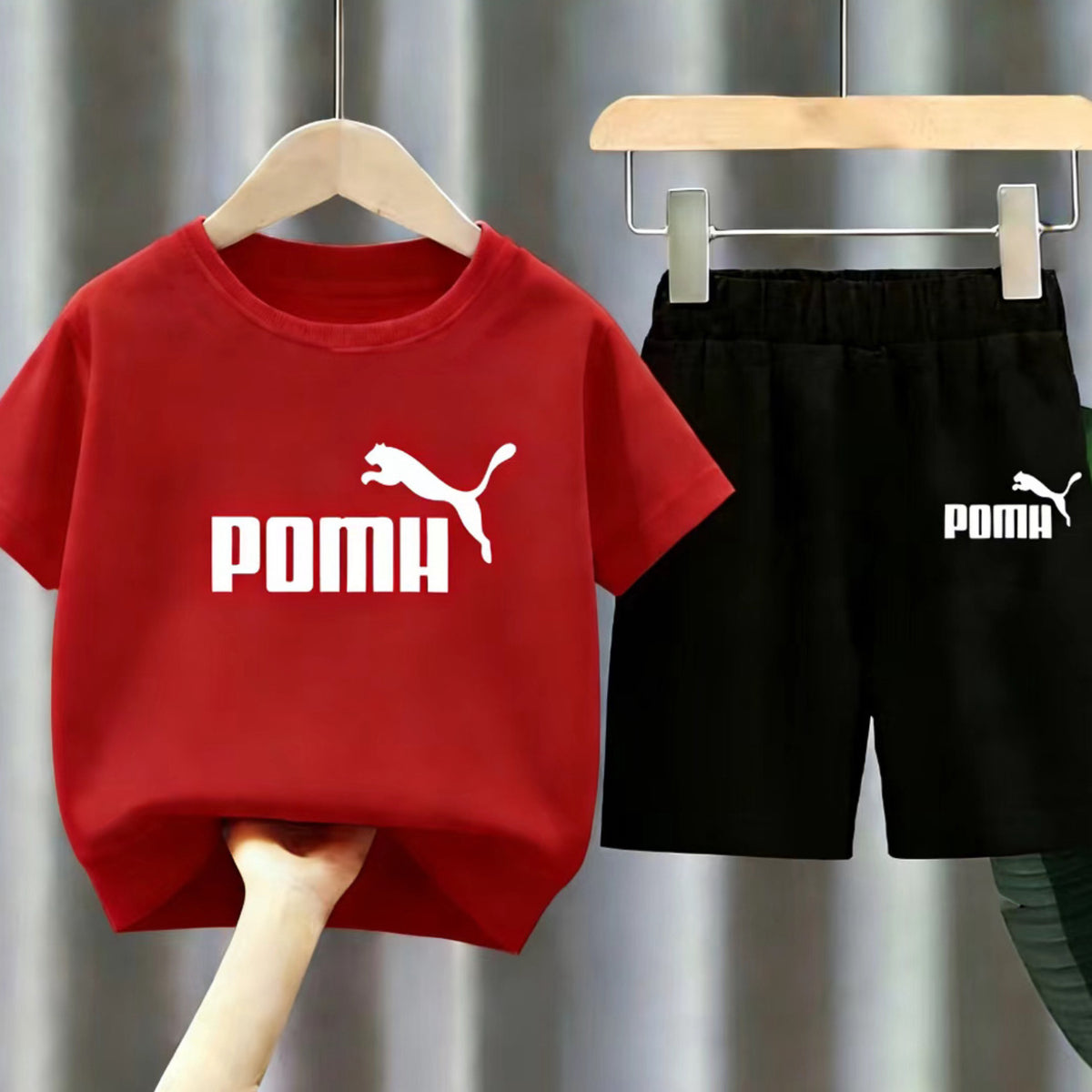 Modern Chic All-Season Casual Sporty Summer 2-Piece Girls' Pants Suit, Ages 2-11 | Color: Red | Image 1
