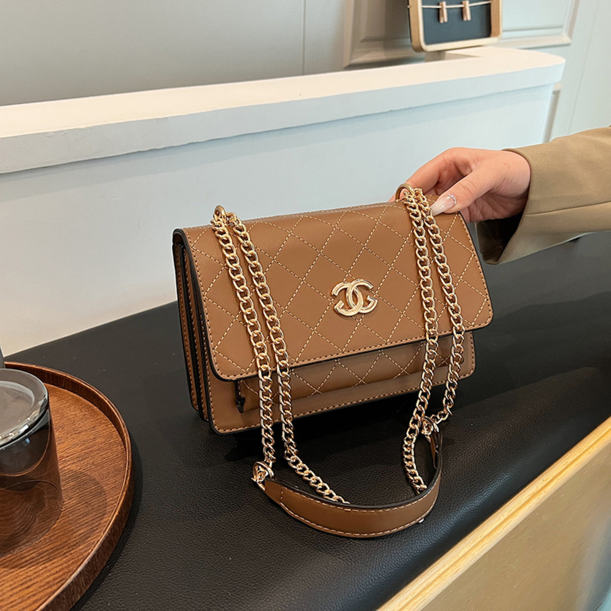 Modern Chic All-Season PU/Artificial Leather/Microfiber Leather Women's Handbags Other Bags | Color: Khaki | Image 2