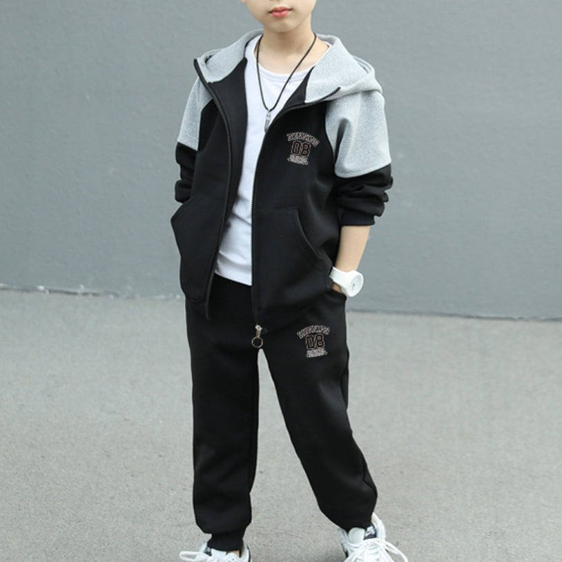 Modern Chic All-Season Casual Sporty Spring 2-Piece Boys' Pants Suit, Ages 3-13 | Color: Black | Image 1