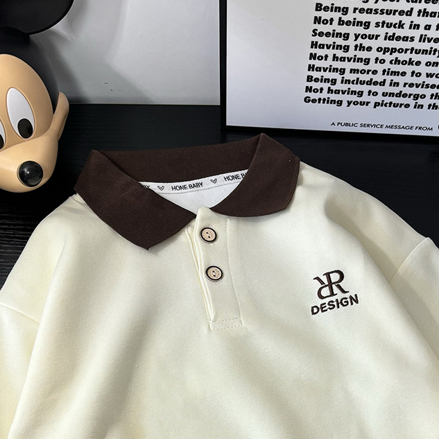 Modern Chic All-Season Casual Sporty Autumn Boys' Sweatshirt, Ages 2-9 | Color: Beige | Image 2