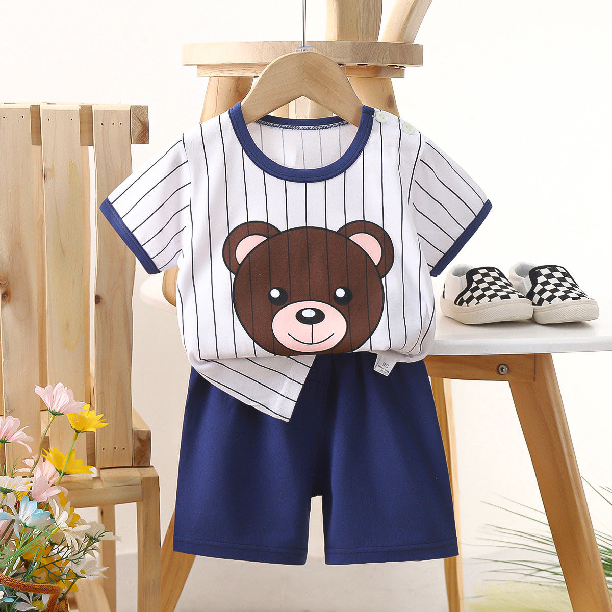 Minimalist Summer 2-Piece Unisex Kids' Pajama Set, Ages 2-7 | Color: Style 2 | Image 1