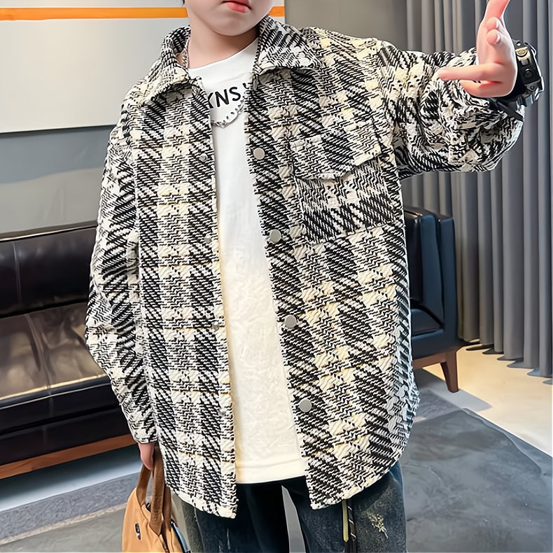 Modern Chic All-Season Casual Sporty Autumn Boys' Jacket, Ages 4-11 | Color: Black | Image 1