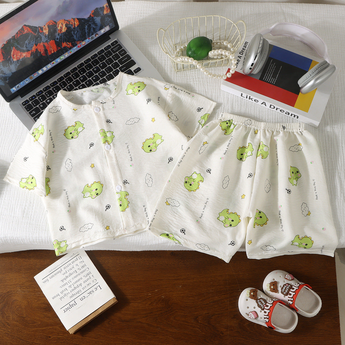 Minimalist Summer 2-Piece Unisex Kids' Pajama Set, Ages 2-9 | Color: Style 4 | Image 1