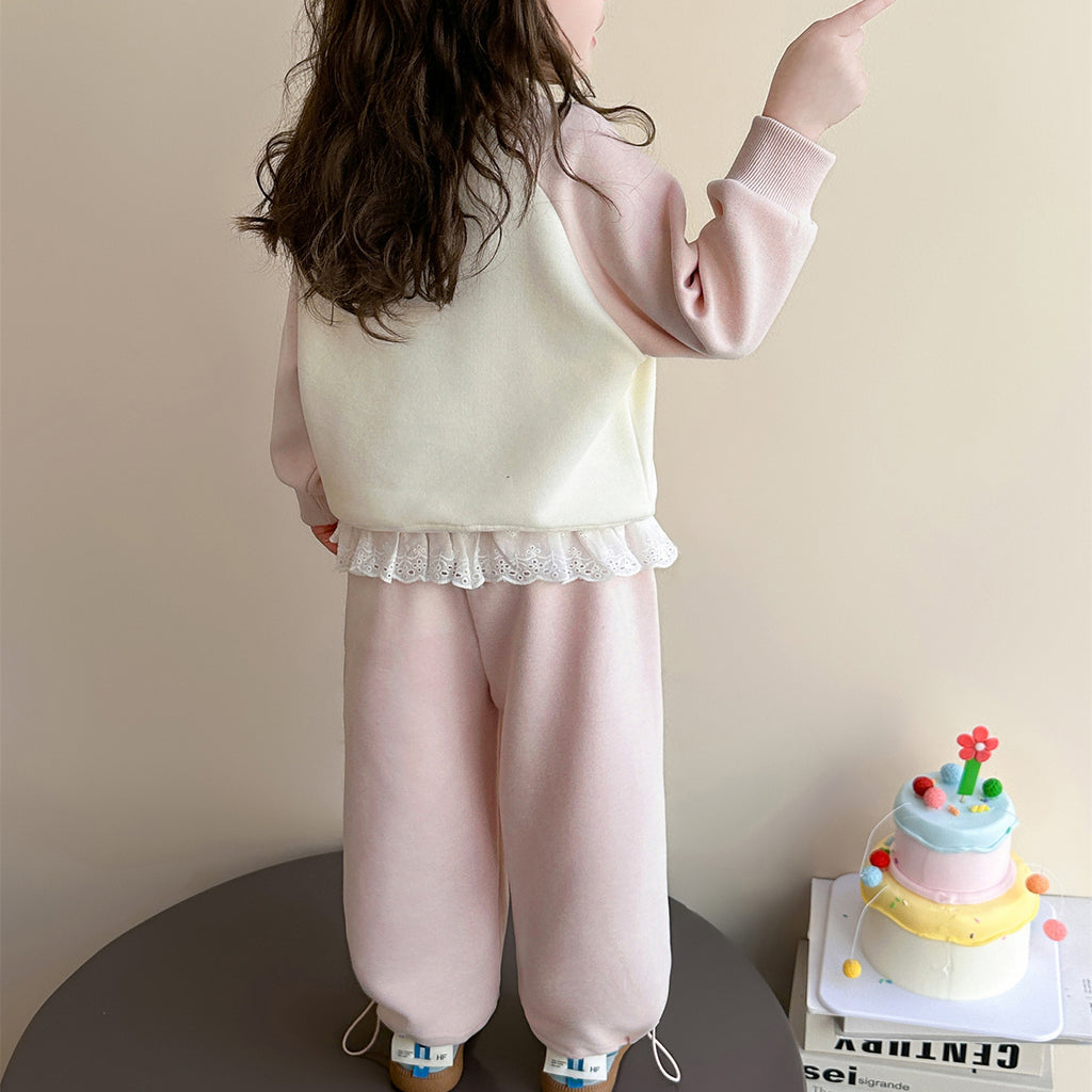 Sweet & Cute Autumn 2-Piece Girls' Pants Suit, Ages 2-9 | Color: Pink | Image 2