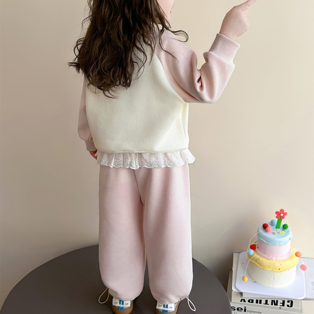 Sweet & Cute Autumn 2-Piece Girls' Pants Suit, Ages 2-9 | Color: Pink | Image 2