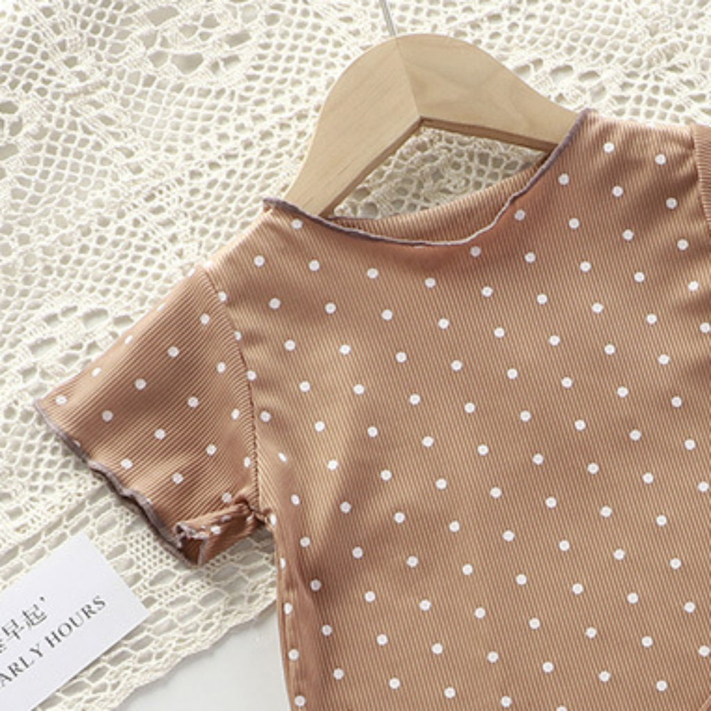 Minimalist Summer 2-Piece Baby Girls' Pajama Set, Ages 3-24 Months | Color: Coffee | Image 2