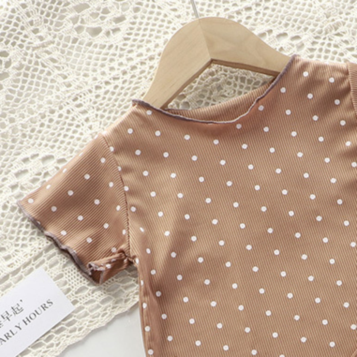 Minimalist Summer 2-Piece Baby Girls' Pajama Set, Ages 3-24 Months | Color: Coffee | Image 2